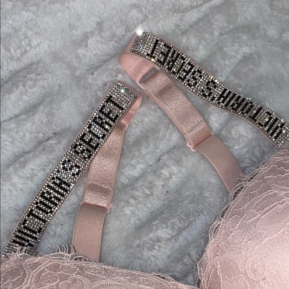 Victorias Secret Very Sexy Push up Bra Pink Lace & Rhinestone Straps - Picture 6 of 9